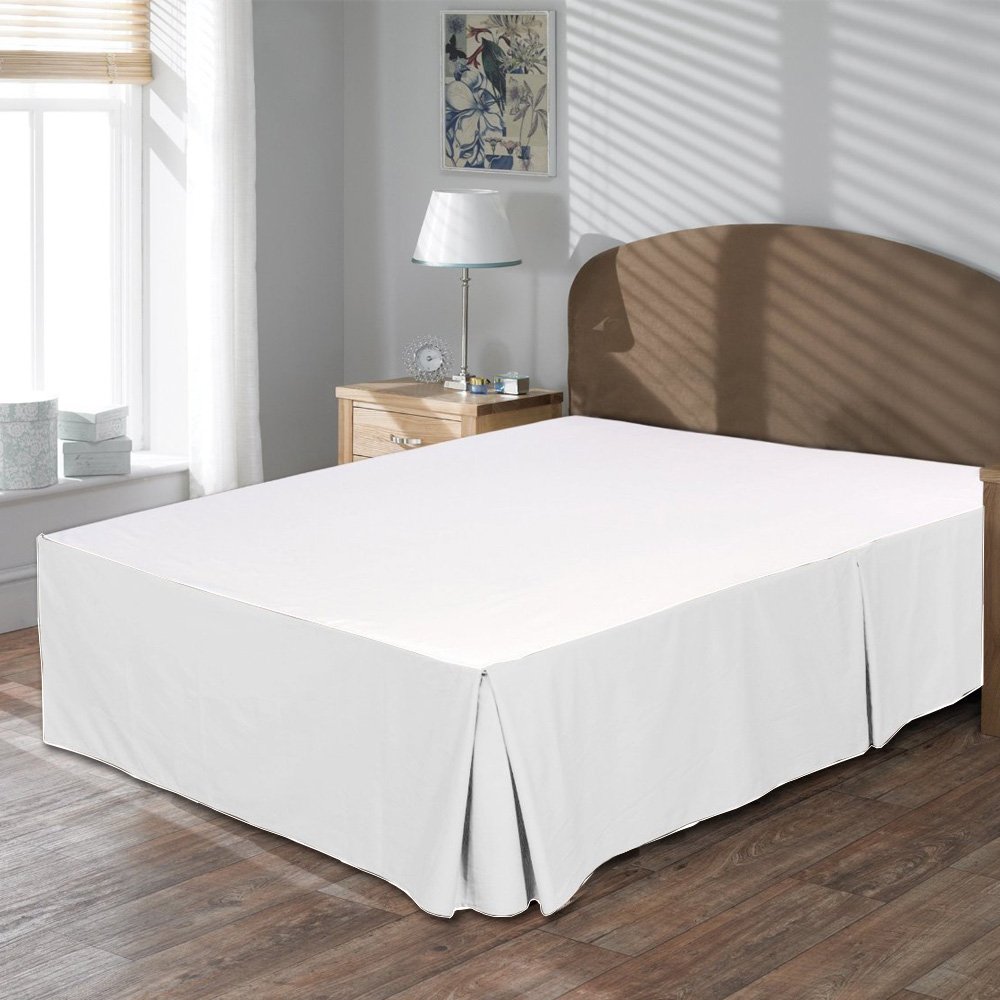 MISR Linen Twin XL White Solid Box Pleated BedSkirt Egyptian Cotton 400
