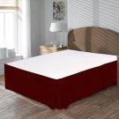 MISR Linen Twin XL Burgundy Solid Box Pleated BedSkirt Egyptian Cotton 400 Thread Count 18 Inch Drop