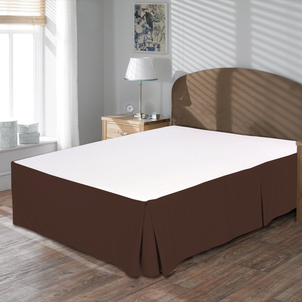 Misr Linen King Chocolate Solid Box Pleated Bedskirt Egyptian Cotton 400 Thread Count 18 Inch Drop