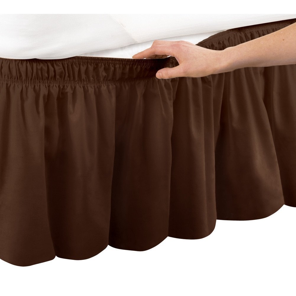 MISR Linen Twin XL Chocolate Wrap Around BedSkirt Egyptian Cotton 400
