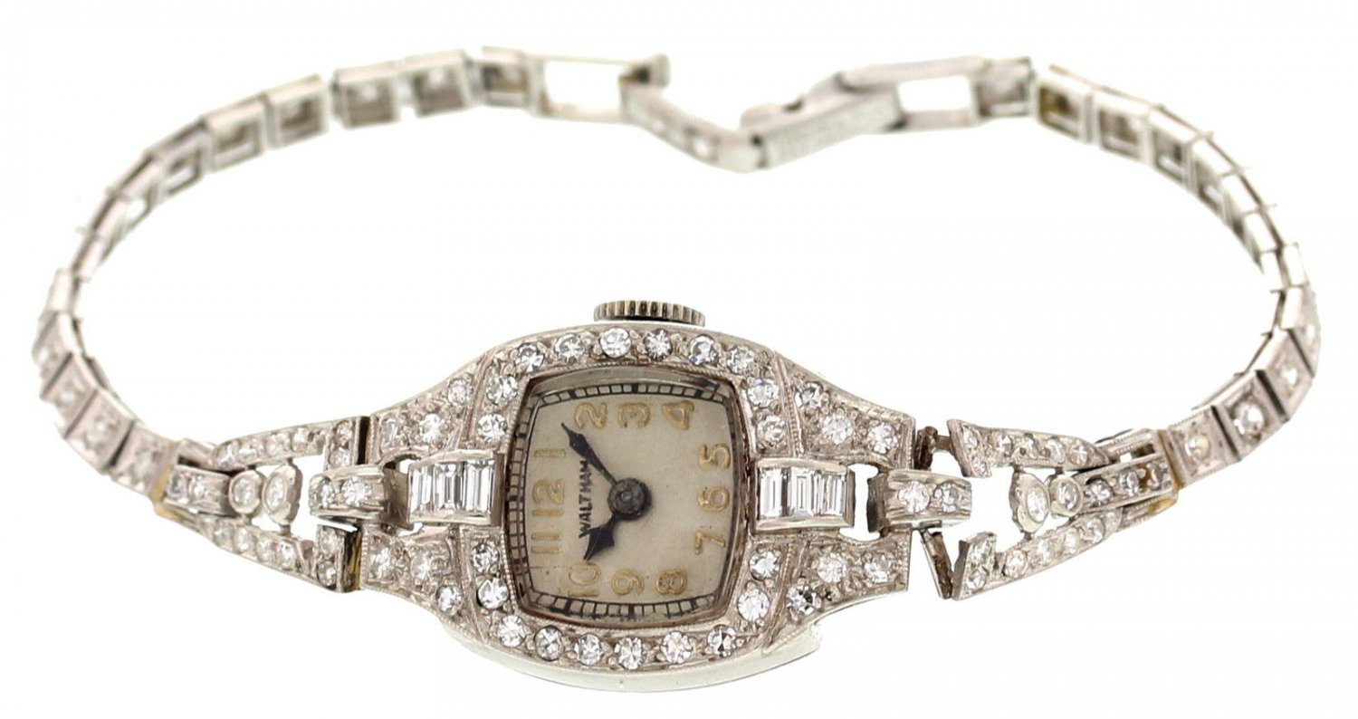 Ladies Vintage Platinum & Diamonds Waltham Watch