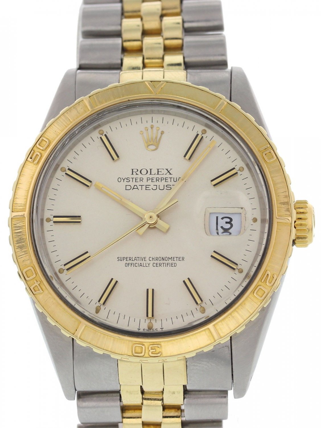 Men's Rolex DateJust Turn-O-Graph Thunderbird 14K YG & SS 16253