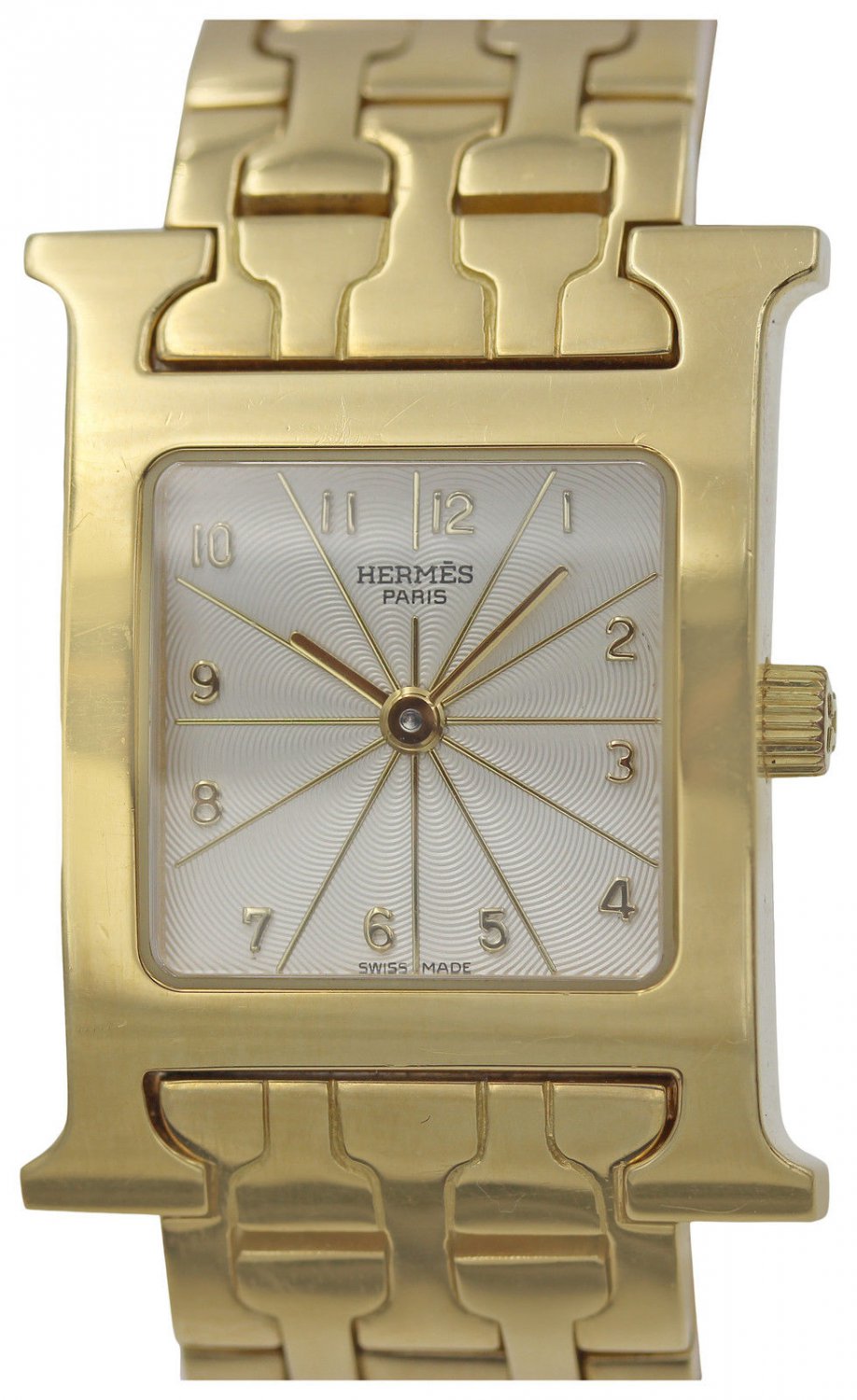 Ladies Hermes H Hour 18k Yellow Gold Quartz Watch HH1.285