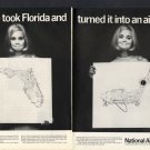 1968 FLORIDA NATIONAL AIRLINES VINTAGE PLANE STUARDESS PRINT MAGAZINE ART AD