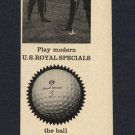 1958 U.S. ROYAL SPECIALS GOLFBALL KEN VENTURI GOLFER ROCKEFELLER CENTER PRINT AD