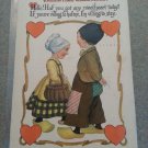 1915 POSTCARD VINTAGE VALENTINE GREETINGS LITTLE BOY AND GIRL MADE IN USAOn
