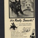 1953 BLACK & WHITE SCOTCH WHISKY FLEISCHMANN DISTILLING TERRIER DOG VINTAGE AD