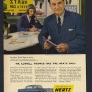 1958 CBS-TV "HIGH ADVENTURE WITH LOWELL THOMAS HERTZ RENT A CAR VINTAGE PRINT AD