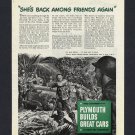 1944 PLYMOUTH DE LUXE SEDAN WW2 VINTAGE PRINT CAR AD
