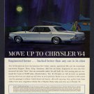 1964 '64 CHRYSLER NEW YORKER 4 DOOR SEDAN VINTAGE NAUTICAL MAGAZINE CAR PRINT AD