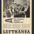 1962 LUFTHANSA GERMAN AIRLINE SENATOR SERVICE LOUNGE VINTAGE MAGAZINE PRINT AD