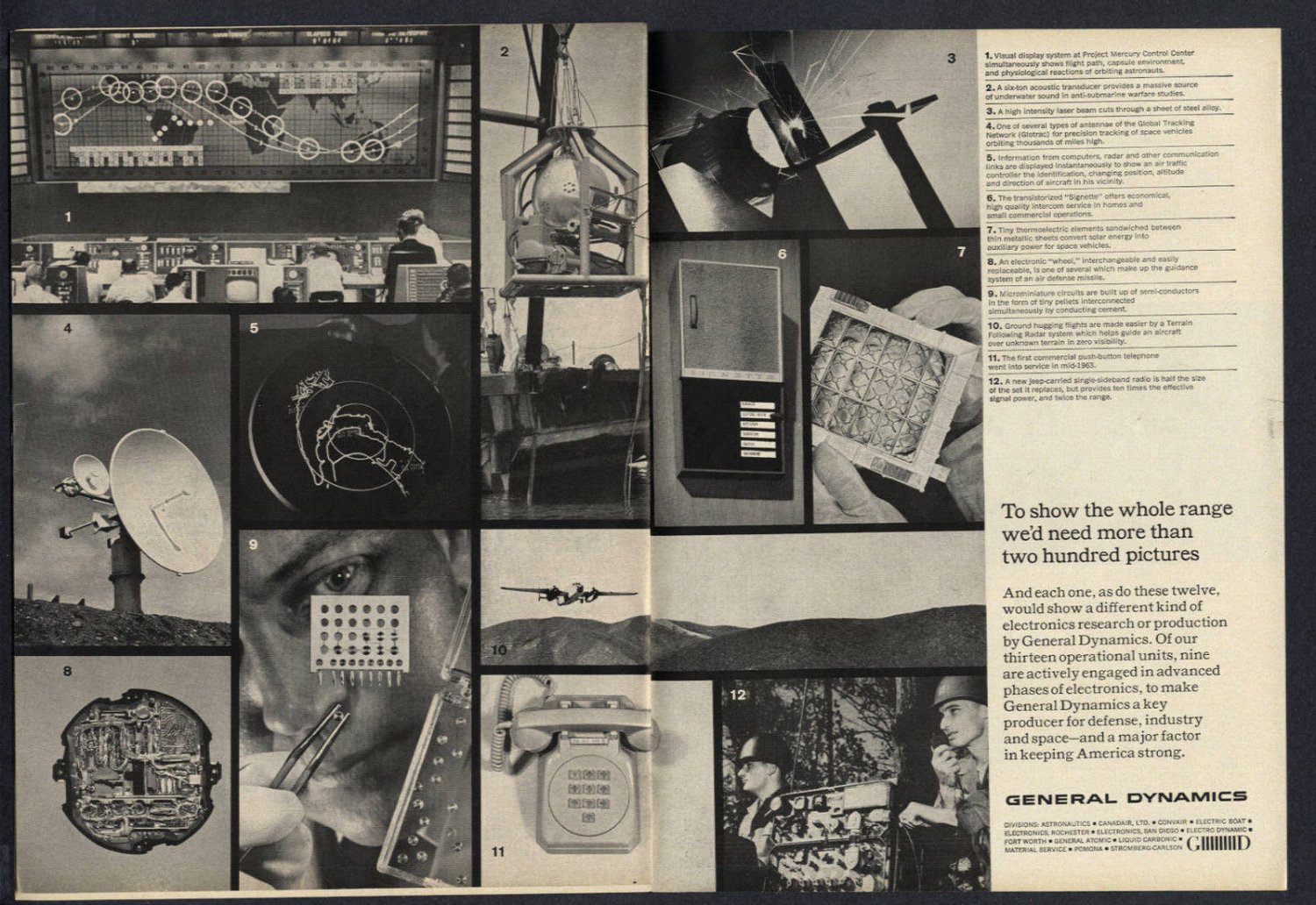1963 GENERAL DYNAMICS MERCURY CONTROL CENTER VINTAGE MAGAZINE PRINT AD