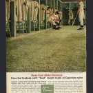 1962 ALLIED CHEMICAL CAPROLAN CARPET NY YANKEES BASEBALL LOCKER ROOM VINTAGE AD