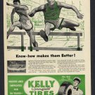 1948 KELLY SPRINGFIELD TIRES SUPER FLEX TRACK HURDLE ART VINTAGE PRINT AD