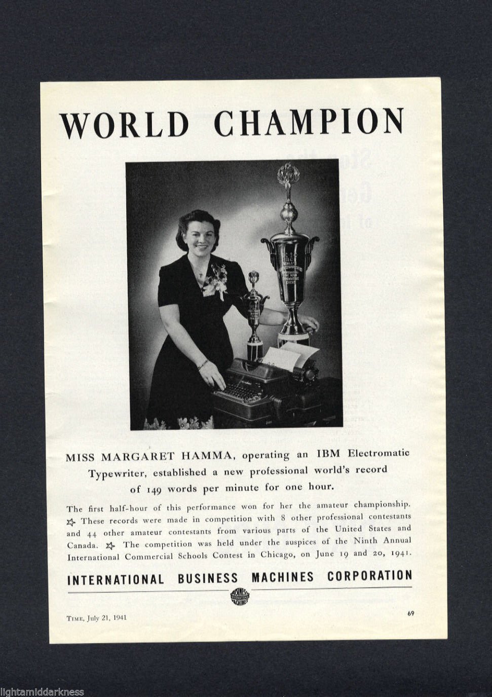 Ibm Vintage Magazine Print Ad 1941 Typewriter Champion Typest Typeing 