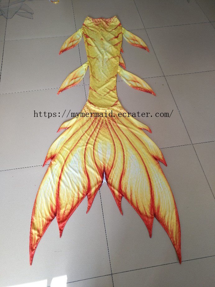 Custom Youth Kids Fairy Mermaid Tail for Swimming Yellow Swimmable Mermaid Cosplay Costumes