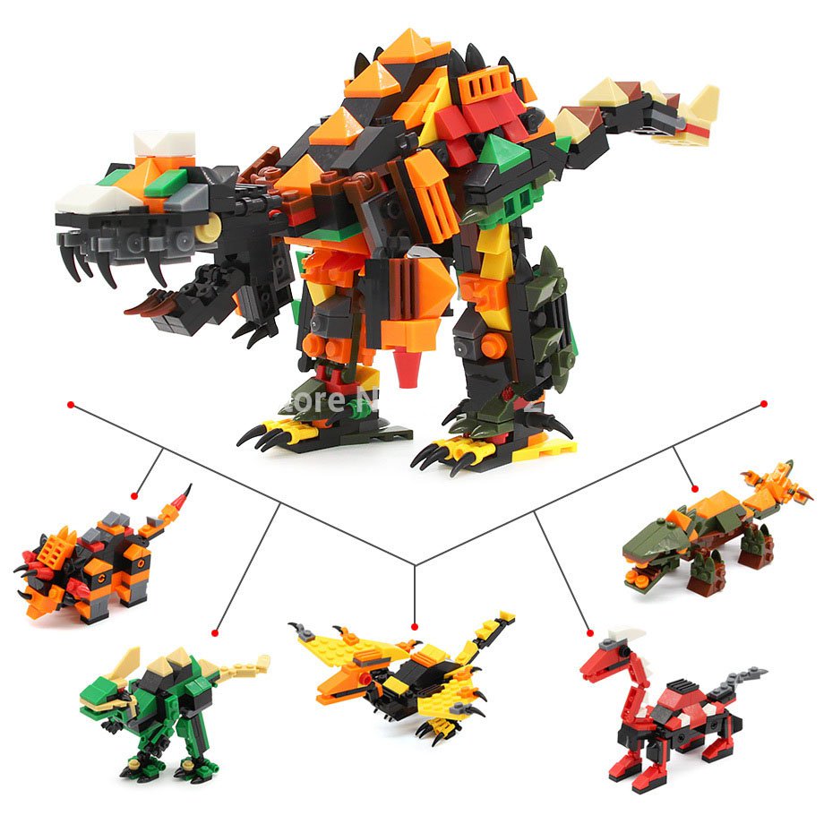 Super Dinosaurs Transfomer 5 in 1 Fit for Lego Jurassical World Bricks