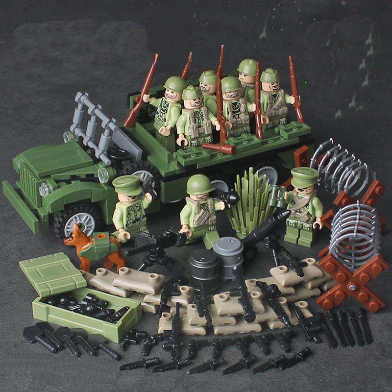WW2 American Trooper Soldiers Transport Truck Compatible Leog Military Sets