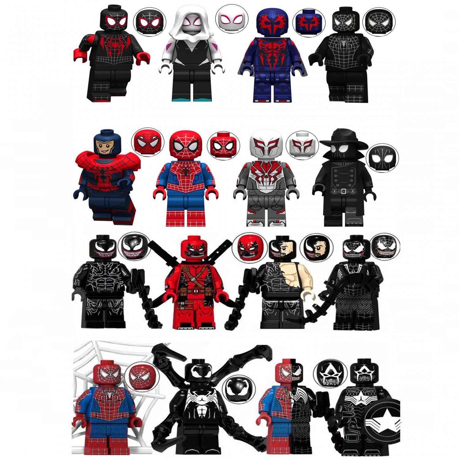 Marvel Venom Super Hero Spiderman Minifigures Lego Compatible