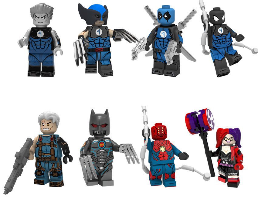 8pcs Machine Murder Colossus Cable Deadpool Spiderman Batman Minifigures Lego Fit