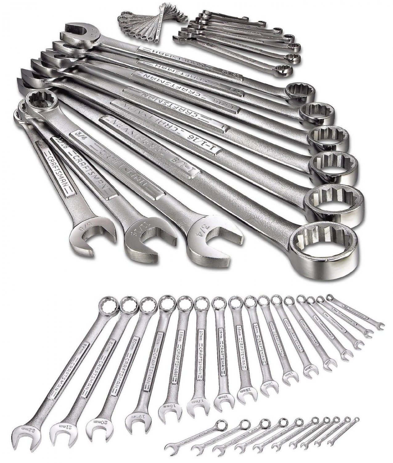 Craftsman 26+26=52 Pc Combination Wrench Set SAE/MM 12 Pt 13/64 To 1-1/ ...