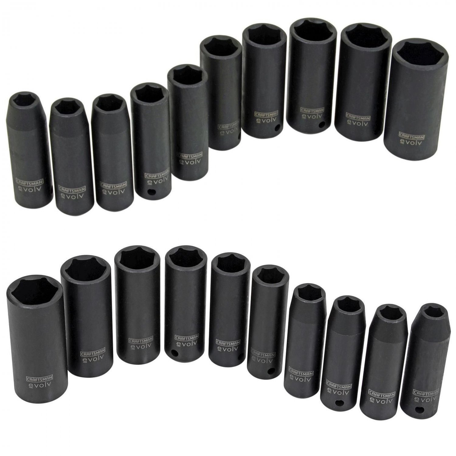 Craftsman EVOLV 10+10=20pc Deep Impact Socket Set 1/2" Drive SAE 3/81