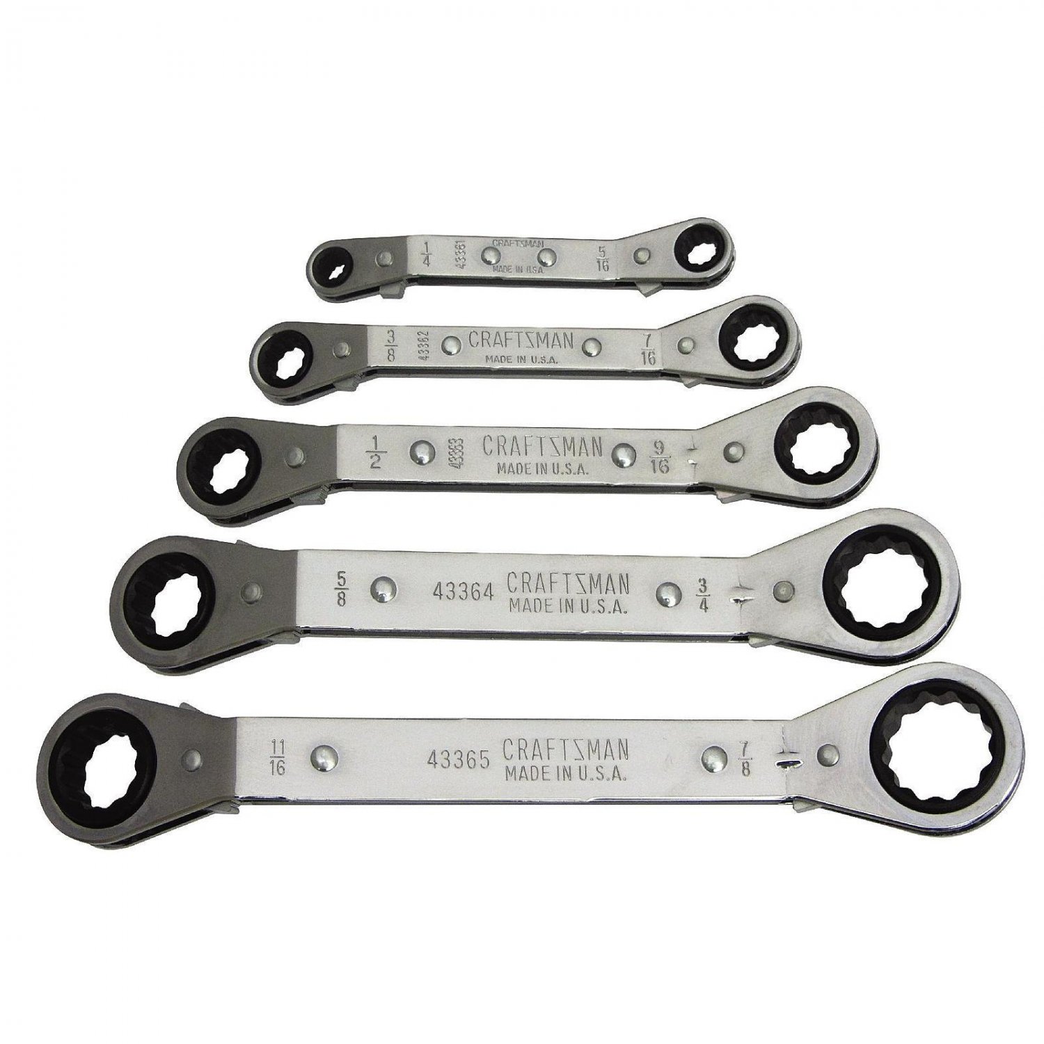 10 Pc SAE/MM Craftsman USA BoxEnd Offset Ratcheting Wrench Set 43375+43376