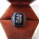 Ring:  Mans Sterling Onyx 'J'  Monogram