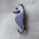 Pin figural seahorse copper  with enamel overlay