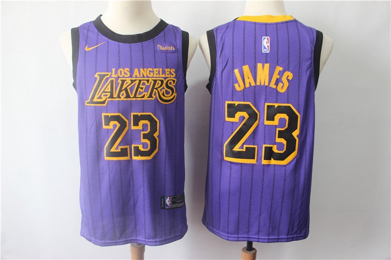LA Lakers 23 JAMES Men's City Edition Swingman Jersey Purple