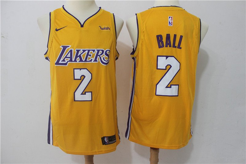 Men's Los Angeles Lakers 2 Lonzo Ball Basketball Replica Jersey Icon