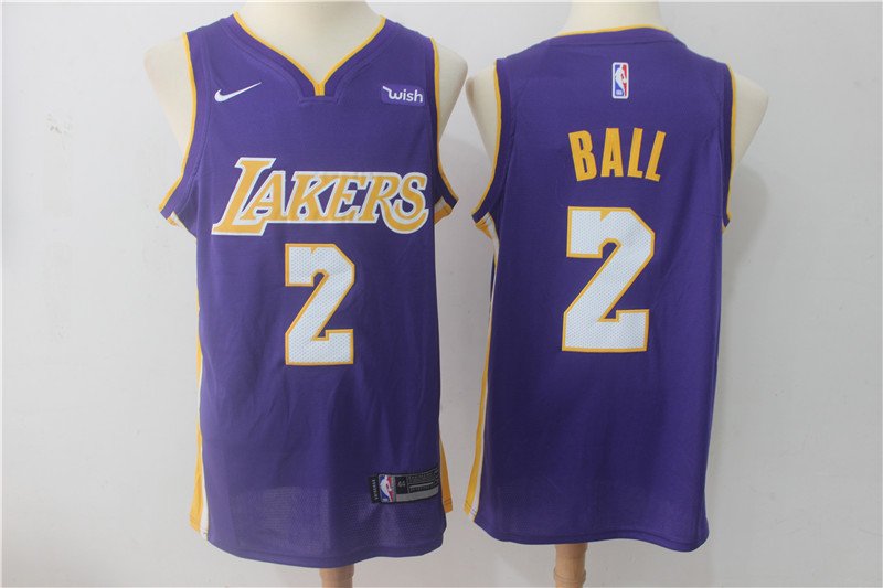 Men's Lakers #2 Lonzo Ball Purple Swingman Jersey Statement