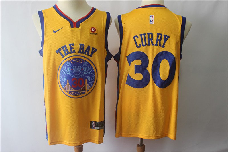 Men's Golden State Warriors 30 Stephen Curry Yellow Basketball Replica Jersey