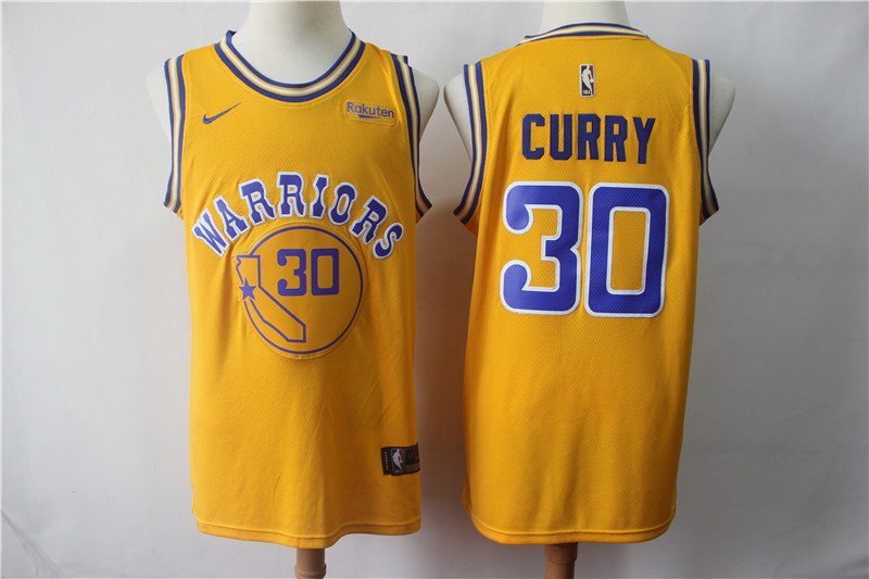 Men's Warriors Stephen Curry City Swingman Jersey Yellow