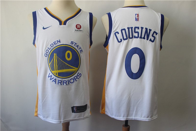 Men's Warriors DeMarcus Cousins #0 Stitched Basketball Replica Jersey