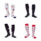 4 Pack Heart Print Compression Socks 15-25mmHG for Everyday Wear, Home Wear