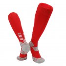 3 pairs Mens Red Long Football Socks Thick Cushioned
