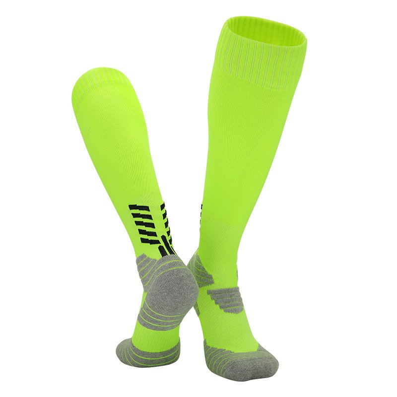 3 pairs Mens Lime Green Long Football Socks Thick Cushioned