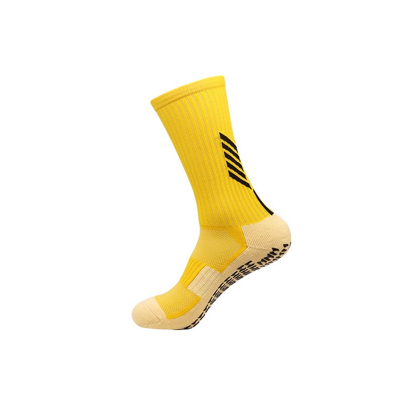 3 Pairs Mens Yellow Non Slip Football Grip Socks
