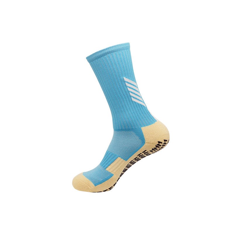3 Pairs Mens Light Blue Non Slip Football Grip Socks