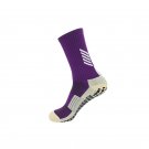 3 Pairs Anti Slip Football Grip Socks Purple
