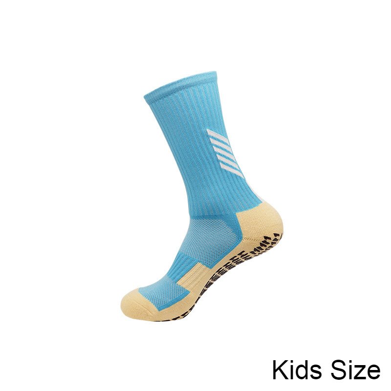 Kids 3 Pack Light Blue Football Grip Socks Children Soccer Training Socks
