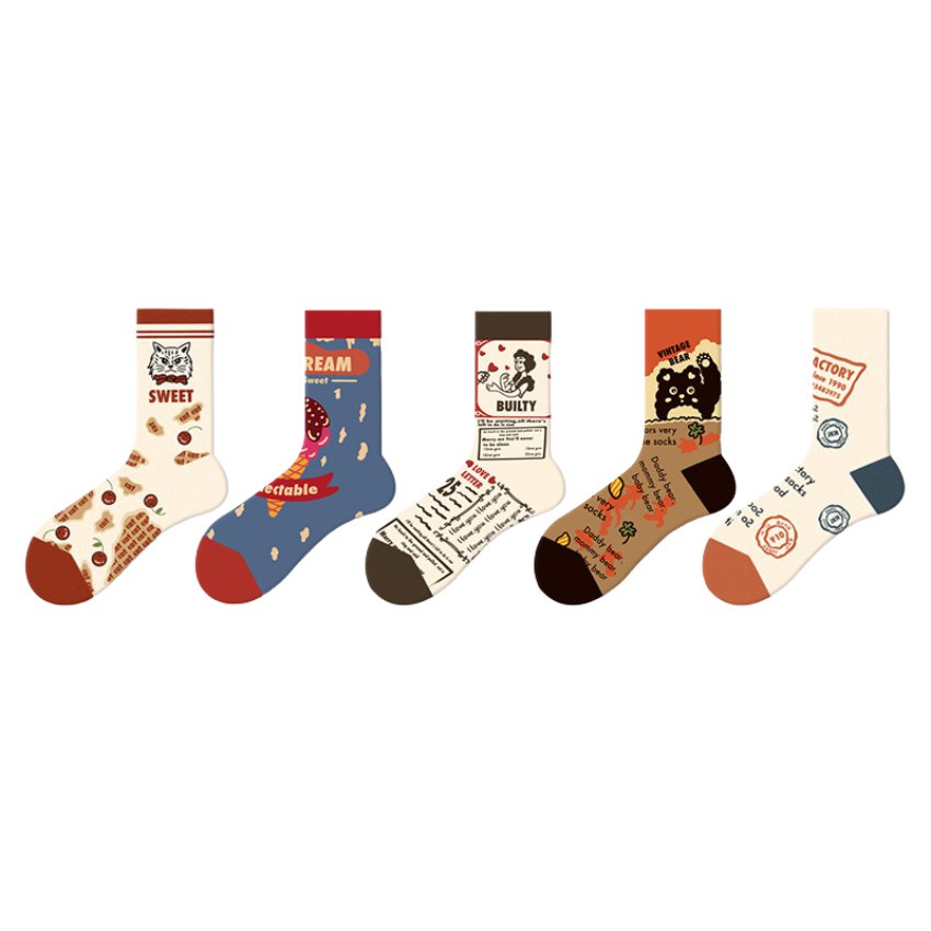 5 Pairs Pack Fun Socks for Women Novelty Socks Crew Length Funny Socks for Men Everyday Socks Casual