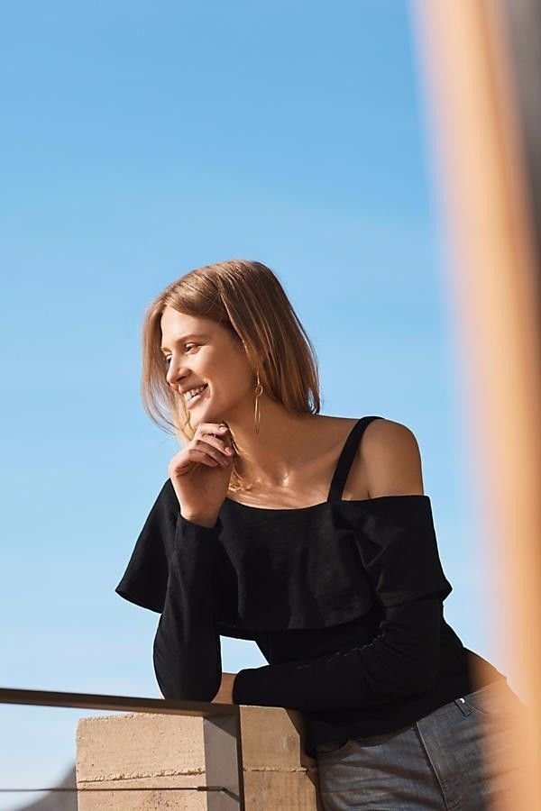 Anthropologie Asymmetrical Ruffle Top Sz S - NWT