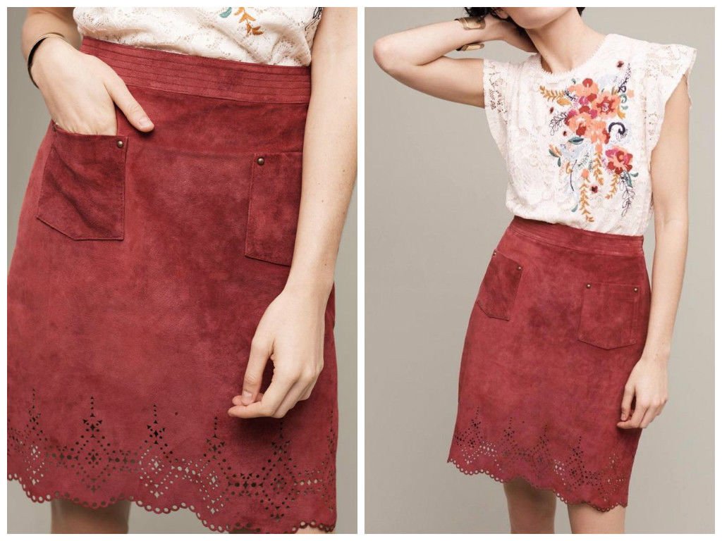 Anthropologie Napa Lazer-Cut Leather Skirt by Maeve $198 - NWT