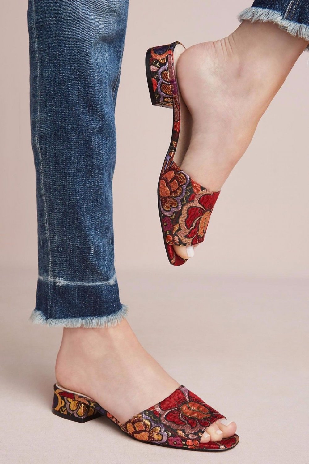 Anthropologie Shelly's London Brocade Slide Sandals Ria Sz 6.5, 7.5 - NIB