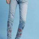 Anthropologie Pilcro Mid-Rise Slim Boyfriend Jeans Embroidered $158 - NWT