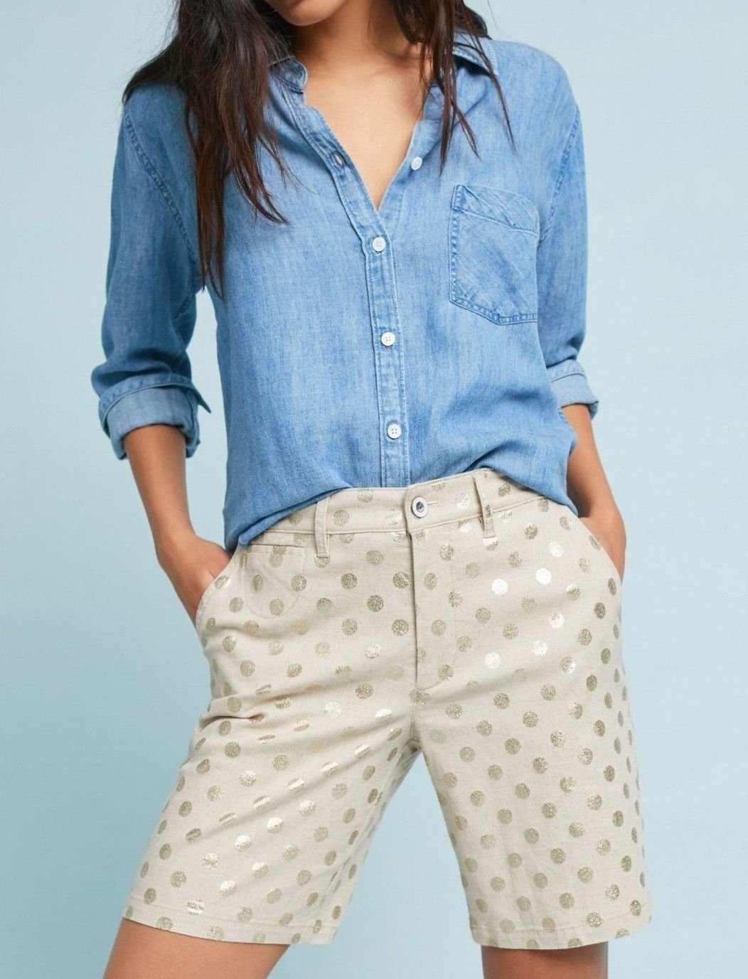 Anthropologie Polka Dot Bermuda Shorts $68 Sz 30 - NWT