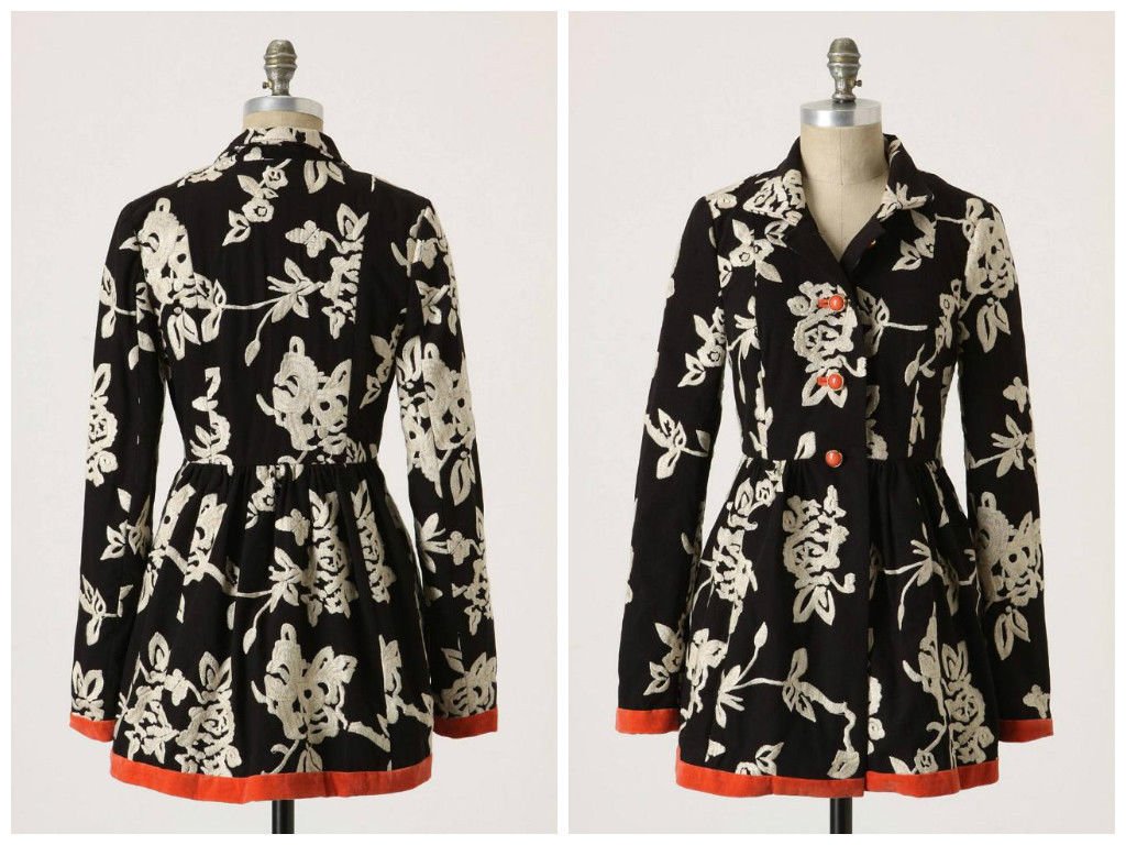 Anthropologie Phlox & Coral Coat Plenty by Tracy Reese - NWOT