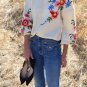 Anthropologie Gardenstripe Embroidered Pullover by Harlyn Sz M - NWOT